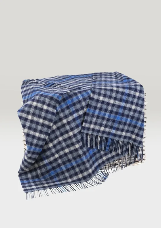 John Hanly Wool Blanket | Blue Small Block Check