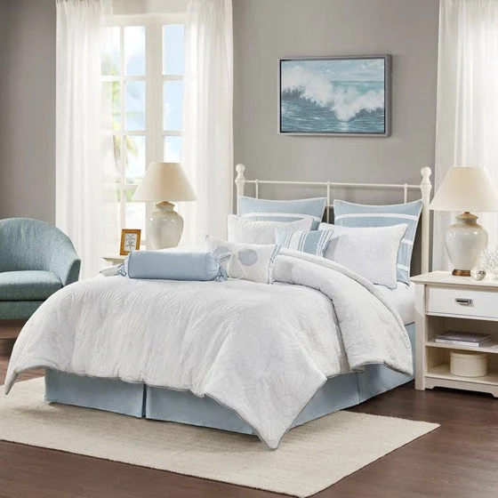 Coastal Crystal Beach Comforter Set - Light Blue & White Hues Coastal Decor