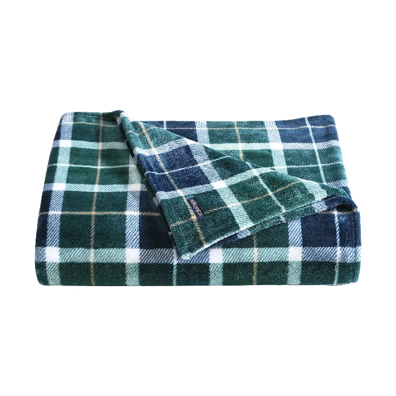 Nautica Northsail Plaid Navy King Blanket