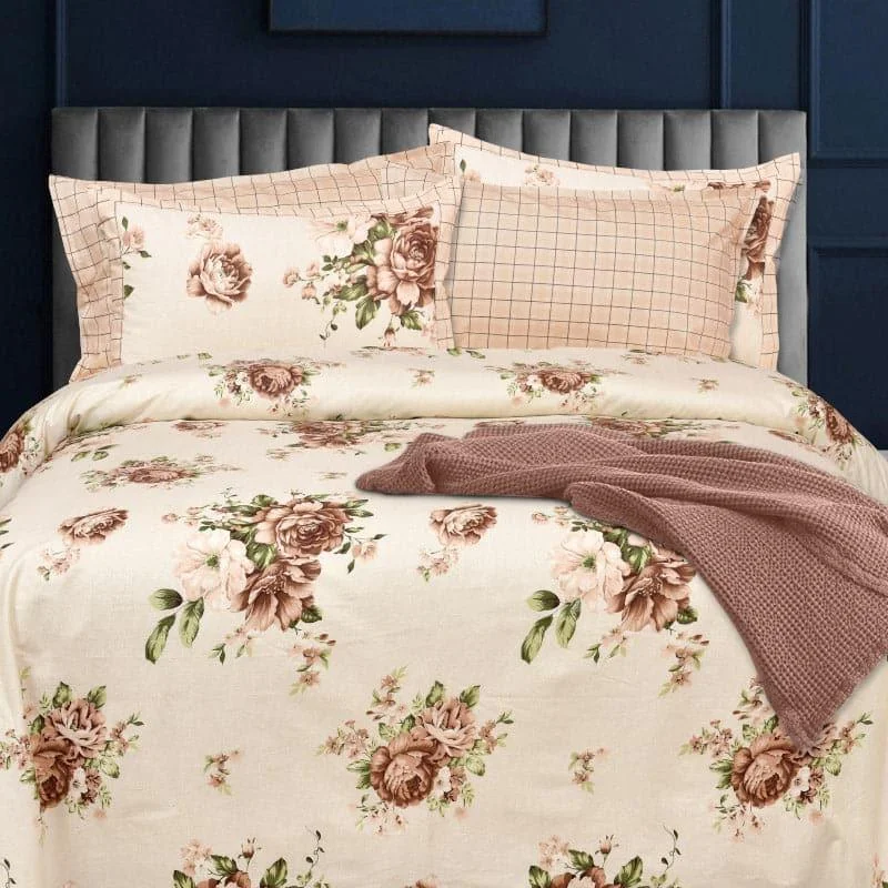 Noha Floral Bedsheet - Beige