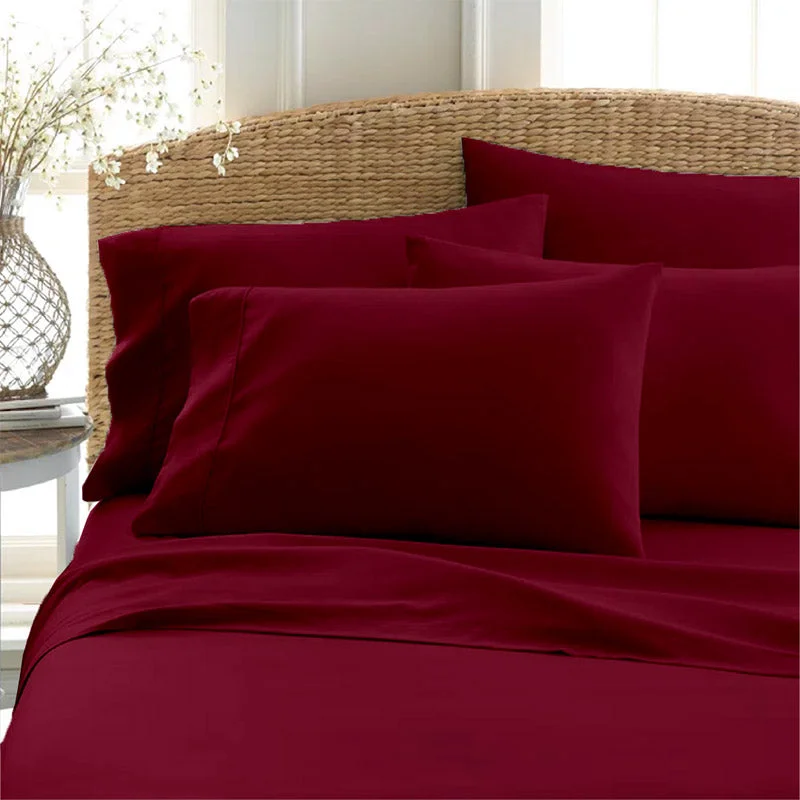 Sofia 100% Cotton Satin Weave Solid Bedsheet - Maroon - 400 TC