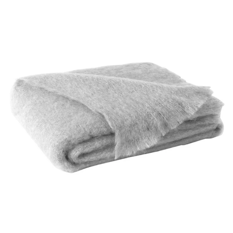 Silver Brushed Mohair Throw