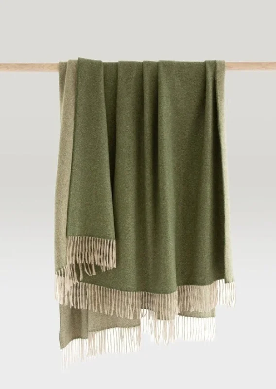 John Hanly Wool Angora Throw Green Beige