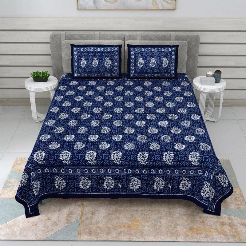 Sanika Printed Bedsheet - Blue