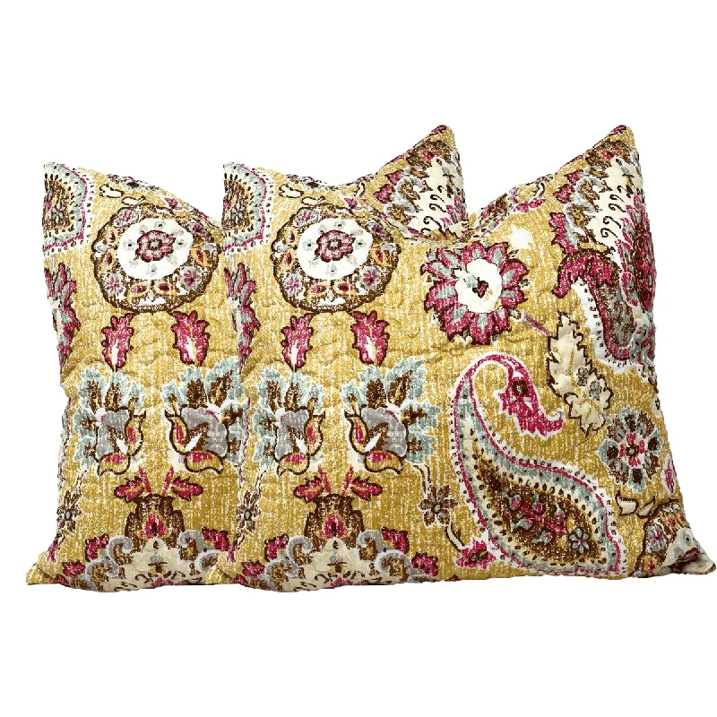 Tache Floral Paisley Damask Boho Chic Gold Royal Medallion Cushion Cover 2-Pieces (SD5357)