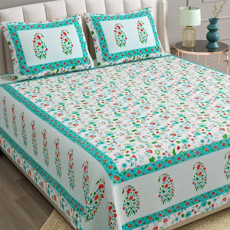 Avinya Floral Bedsheet - Blue