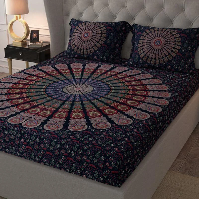 Rosho Mandala Bedsheet - Blue