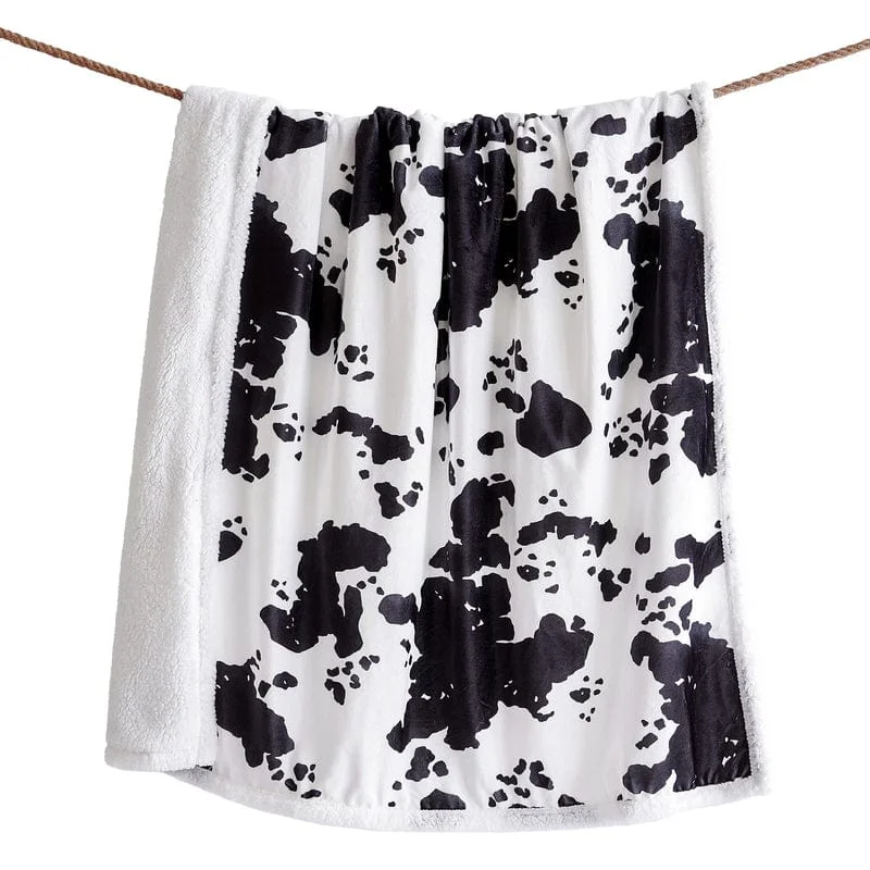 Elsa Black and White Cowhide Sherpa Throw