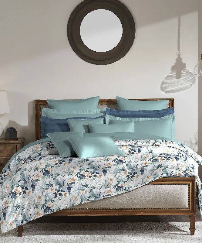 House Of Bloom London Street King Bedsheet With 2 Pillow Cover, 210 TC, 100% Cotton, Floral, Blue