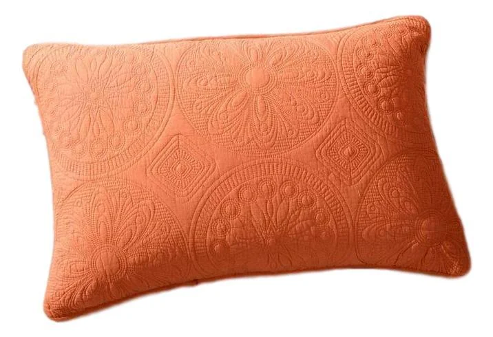 Tache Cotton Stone Washed Rustic Orange Medallion Tuscany Sunrise Pillow Sham (JHW-595)