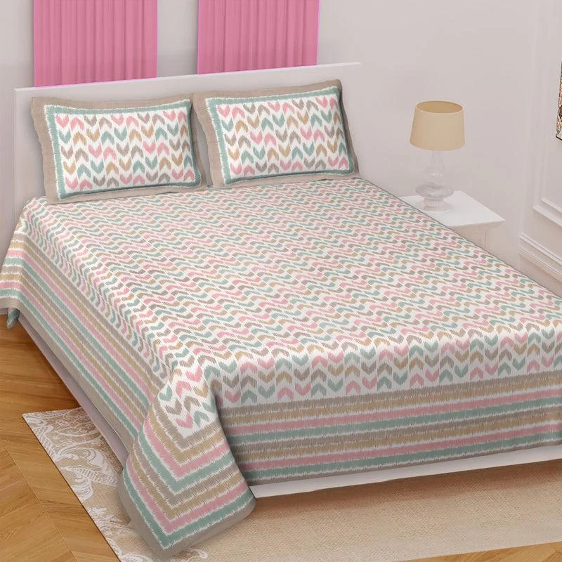 Vance Abstract Bedsheet - Blue & Peach