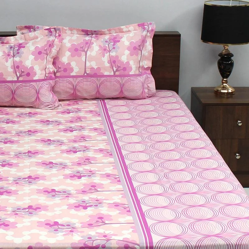 Warhi Floral Bedsheet - Pink