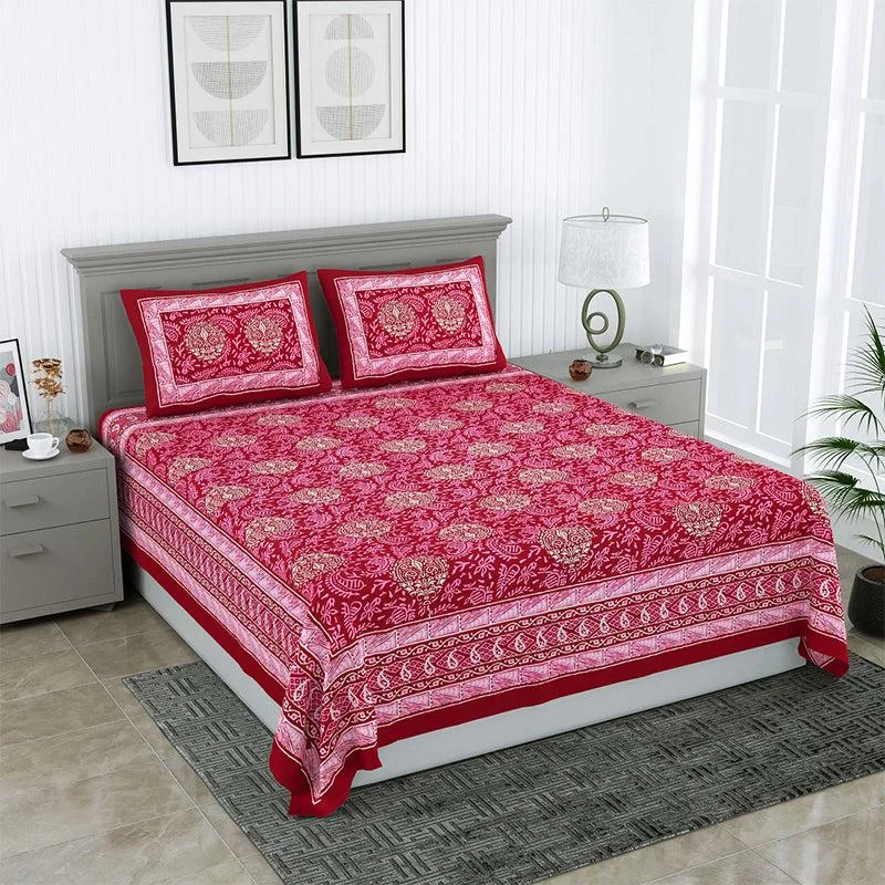 Nimisha Floral Bedsheet - Red