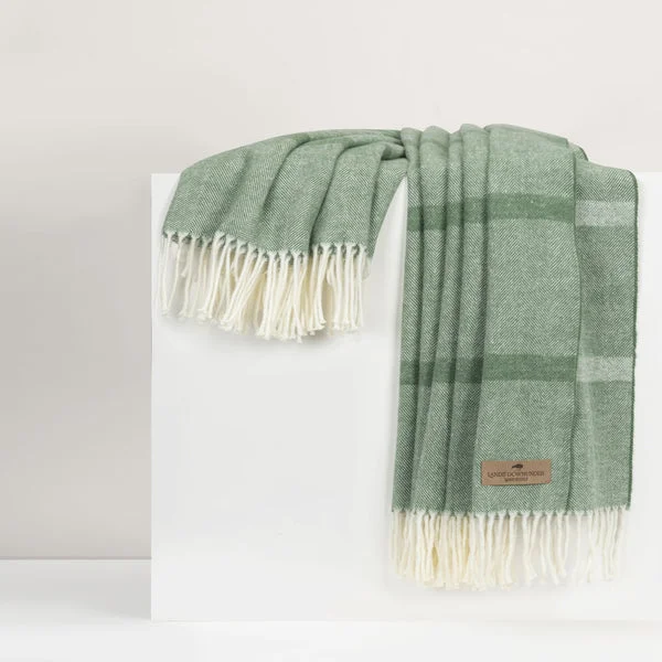 Olive Montauk Stripe Herringbone Throw Blanket