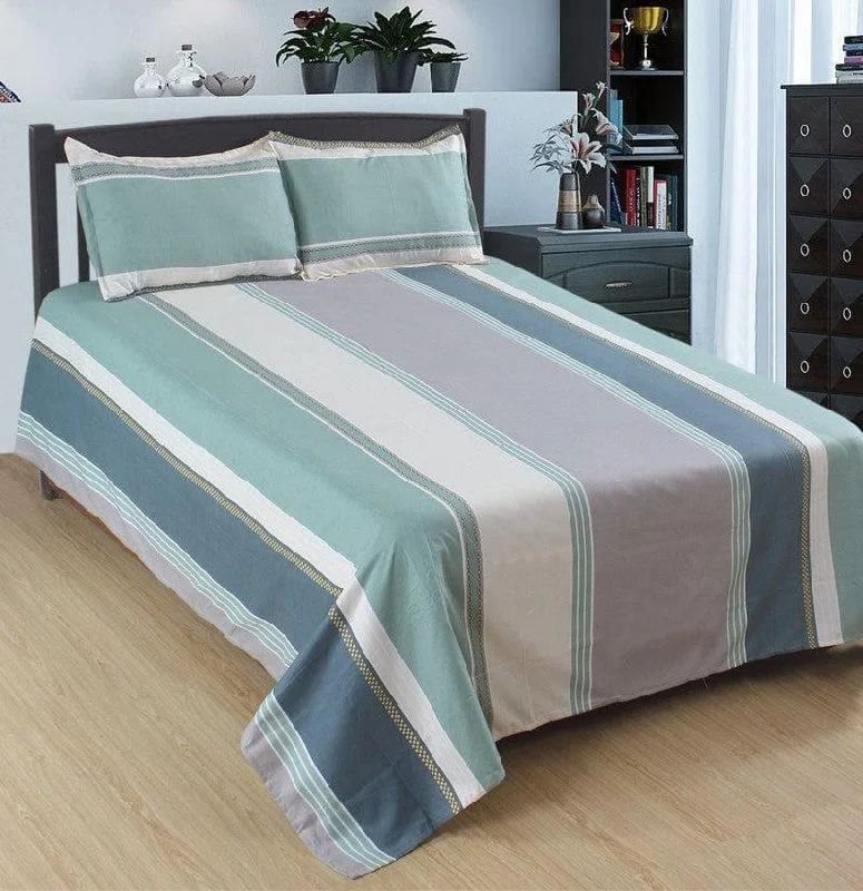 Siesta Stripes Bedsheet - Sage Green