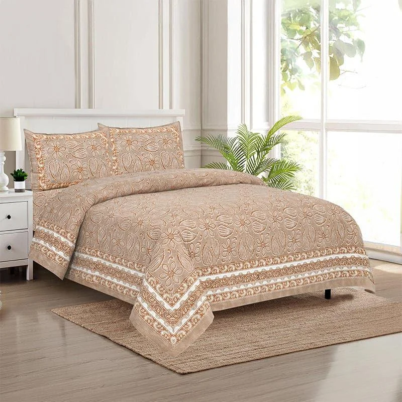 Yuvara Floral Bedsheet - Beige