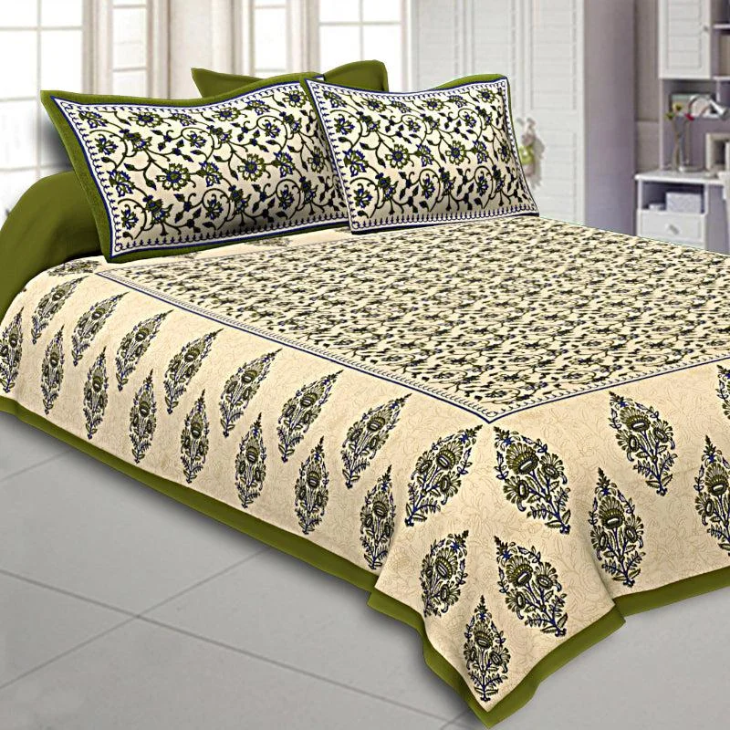 Aariz Ethnic Bedsheet - Green