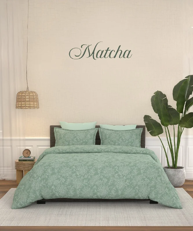 Home Essential Pastel Poetry King Bedsheet 144 Tc, 100% Cotton, Adelia Matcha