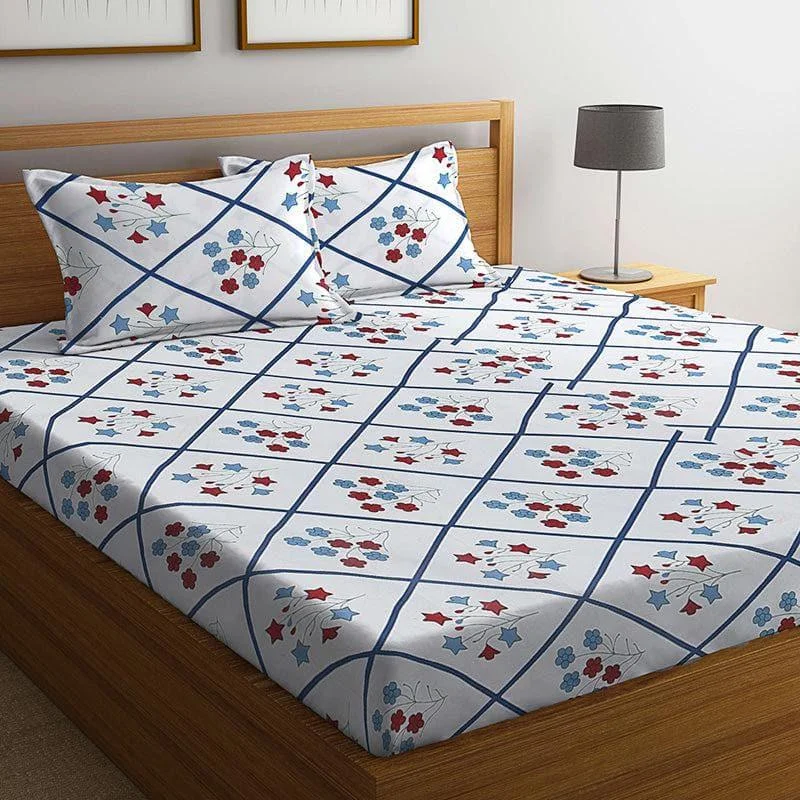 Aleferous Gridded Bedsheet - Blue