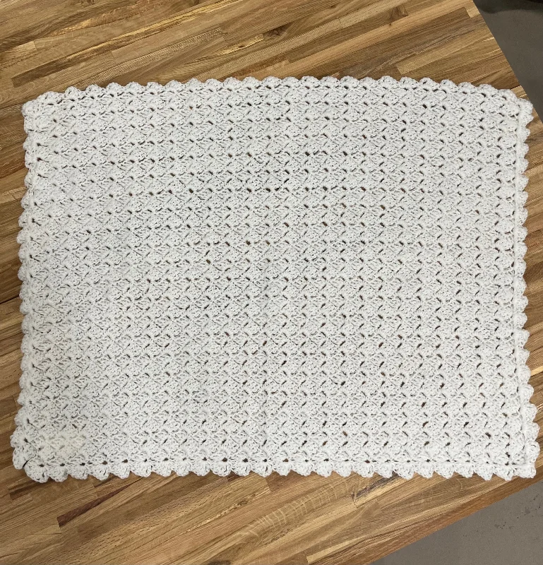 White Acrylic Crochet Baby Blanket