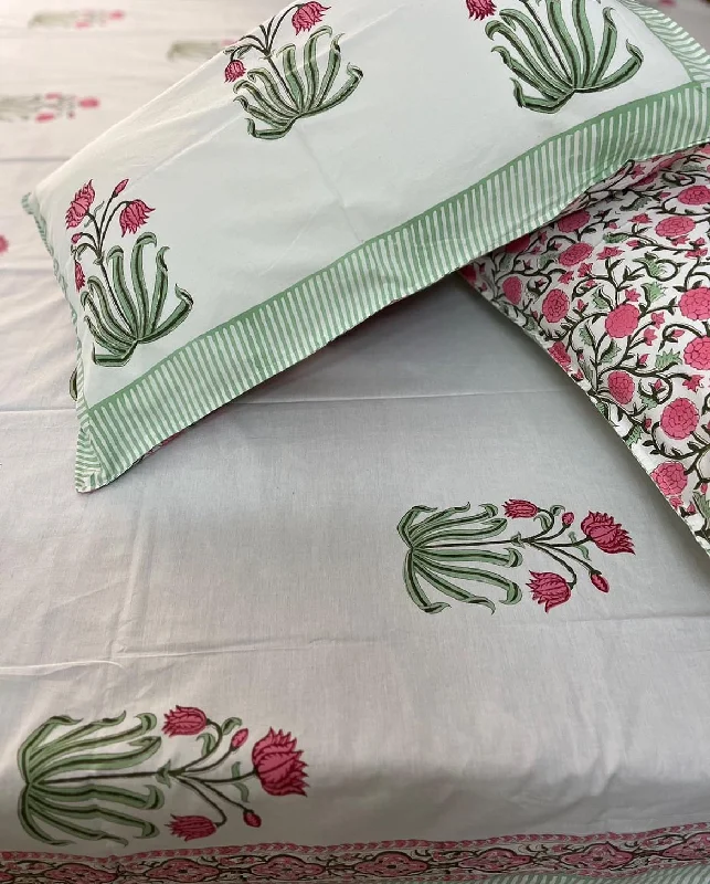 Gulaabi buta Bedsheet - Hand Block Printed Luxury for Your Bed