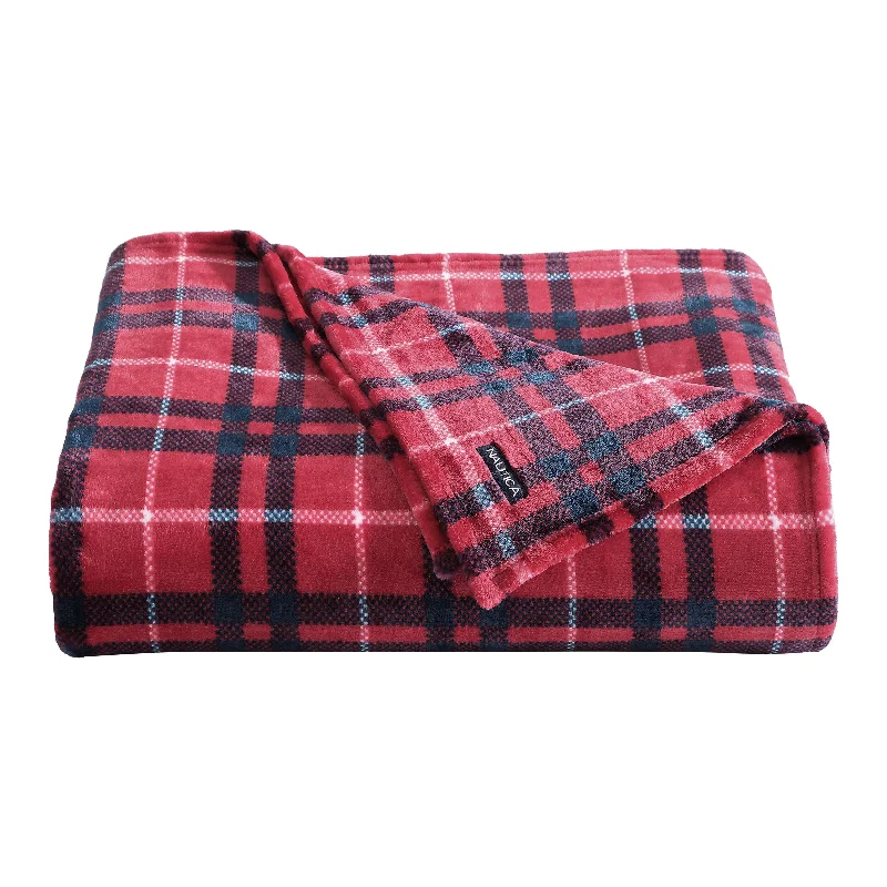 Nautica Winter Tattersall Red King Blanket