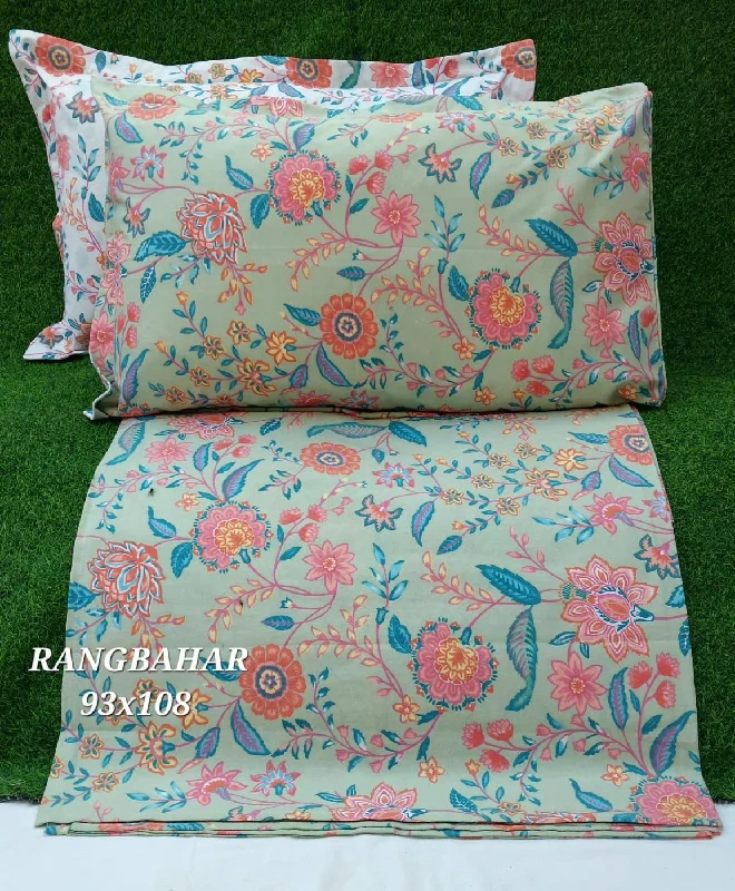 GREEN FLORAL BEDSHEET